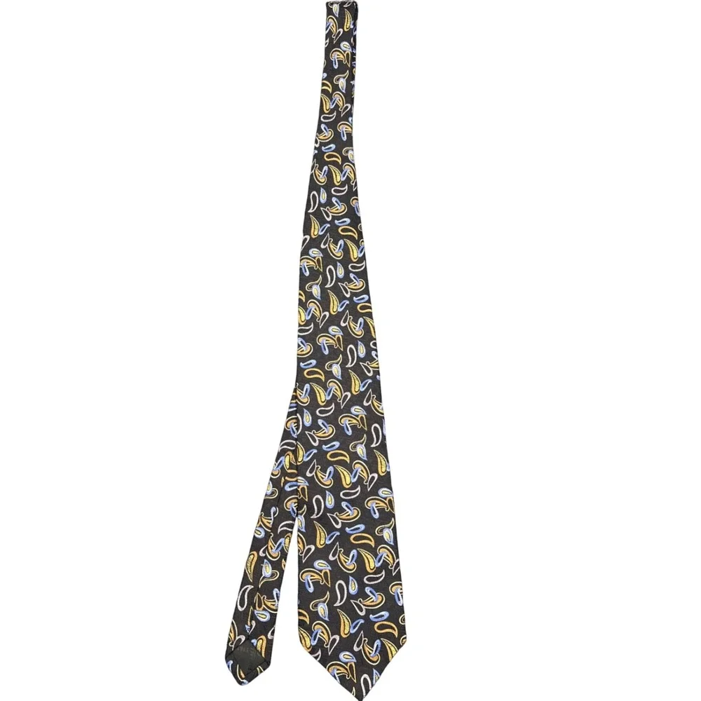Ferrell Reed Tie Mens OS Black Gold Blue Paisley Silk W.O. Gamble Hand Made USA